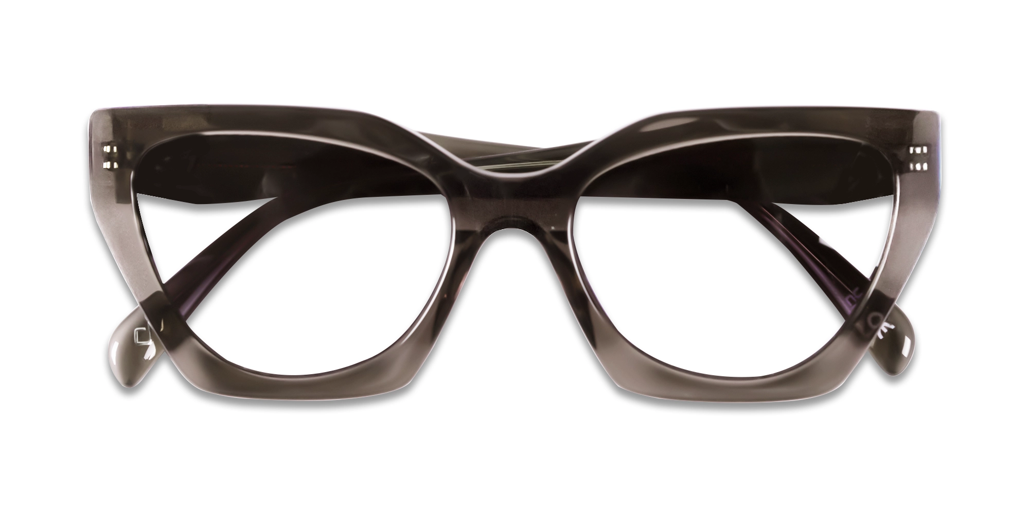Crystal Mauve Grey Cat-eye Geometric Glasses-6
