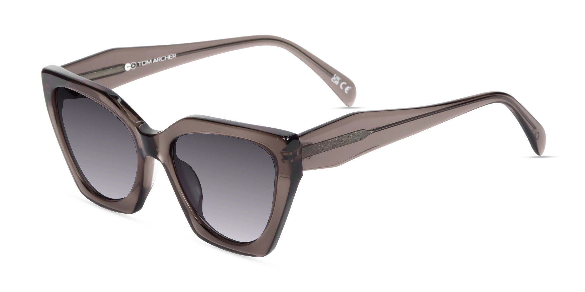 Crystal Mauve Grey Cat-Eye Geometric Sunglasses-3 Crystal Mauve Grey Cat-Eye Geometric Sunglasses-3