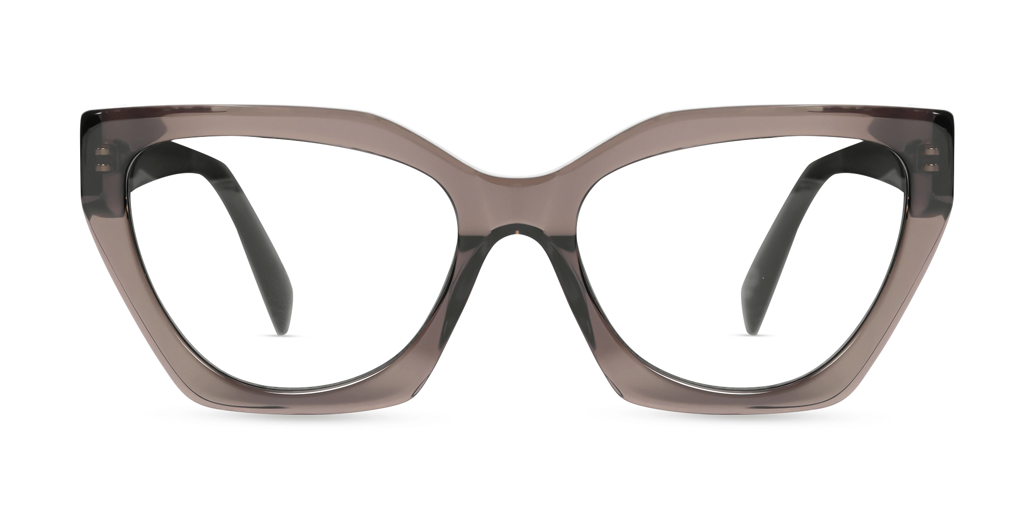 Crystal Mauve Grey Cat-eye Geometric Glasses-1