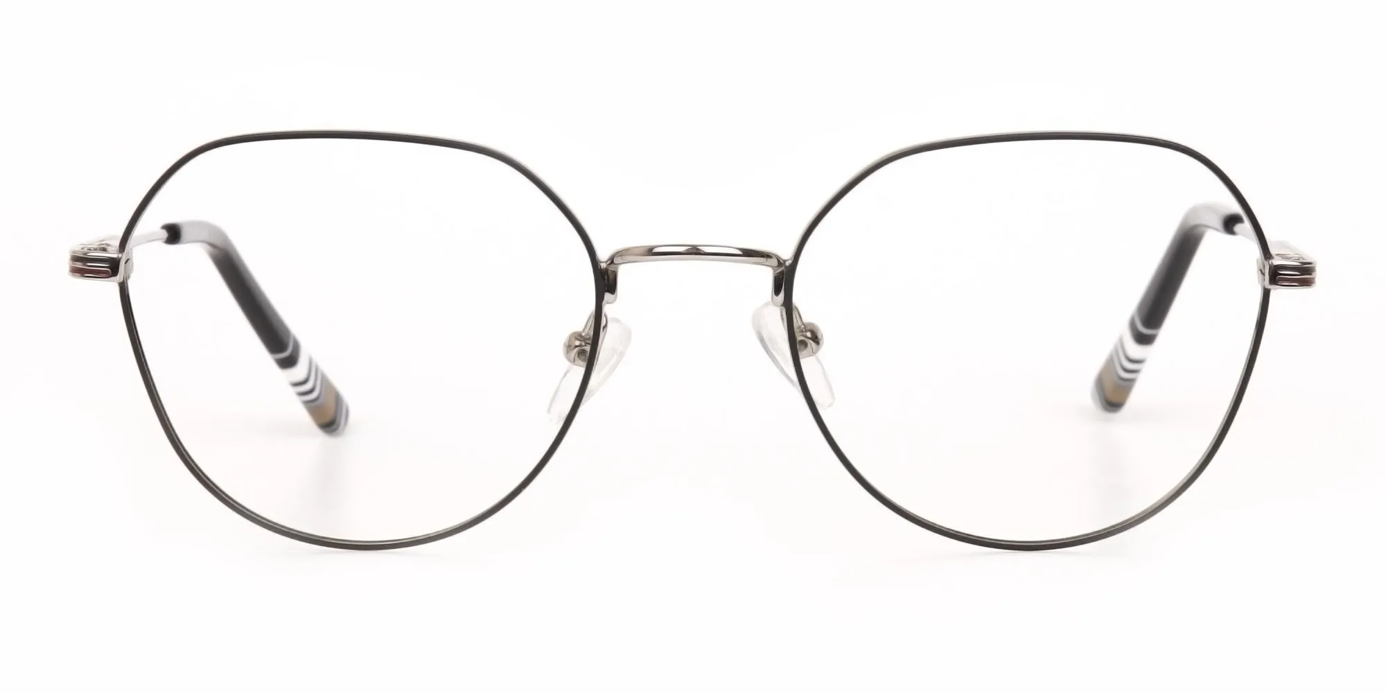A3670F/1 - Square Oversized Glasses Black & Silver Glasses