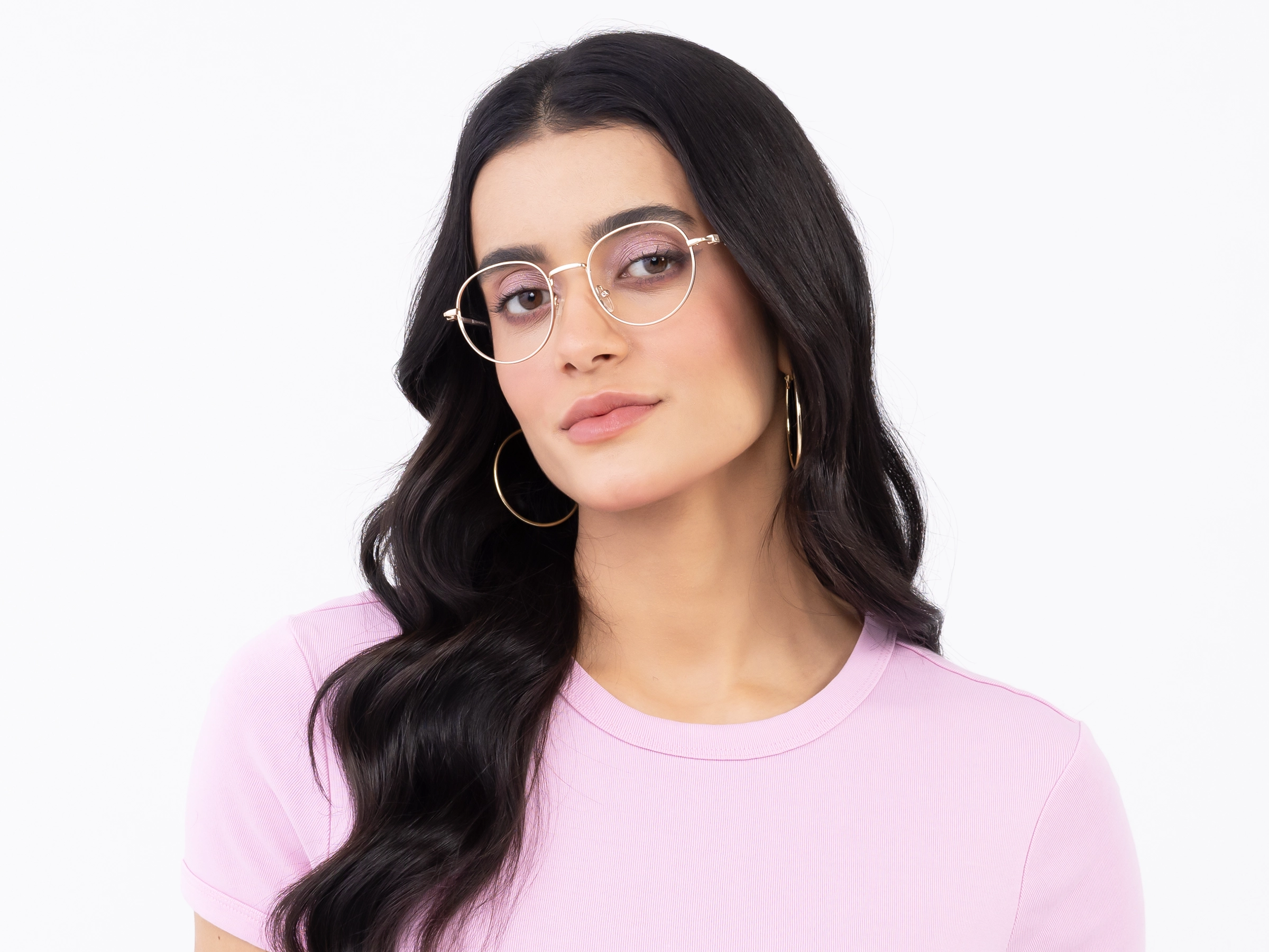 Metal Champagne Gold Oval Glasses-13