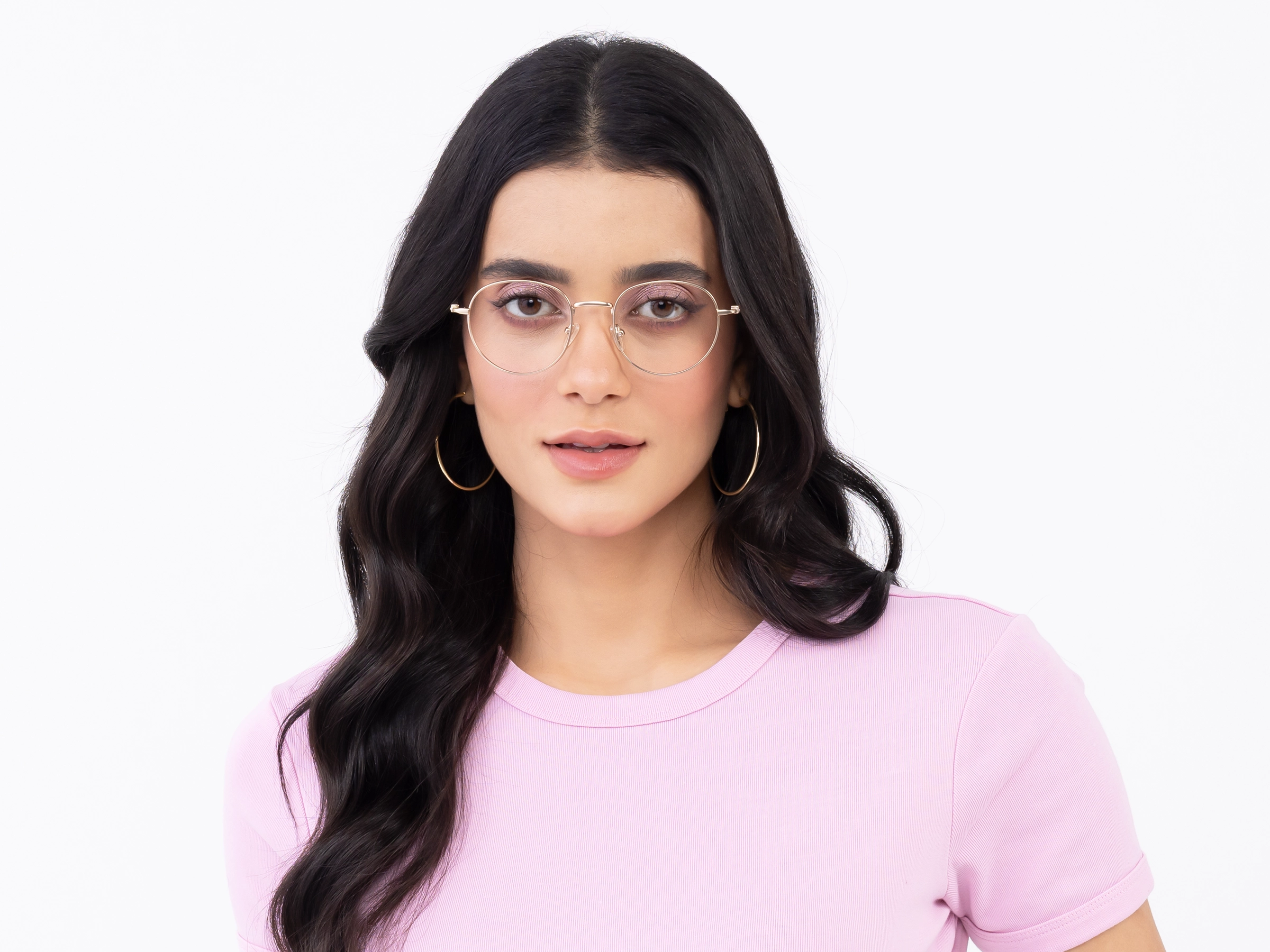 Metal Champagne Gold Oval Glasses-11