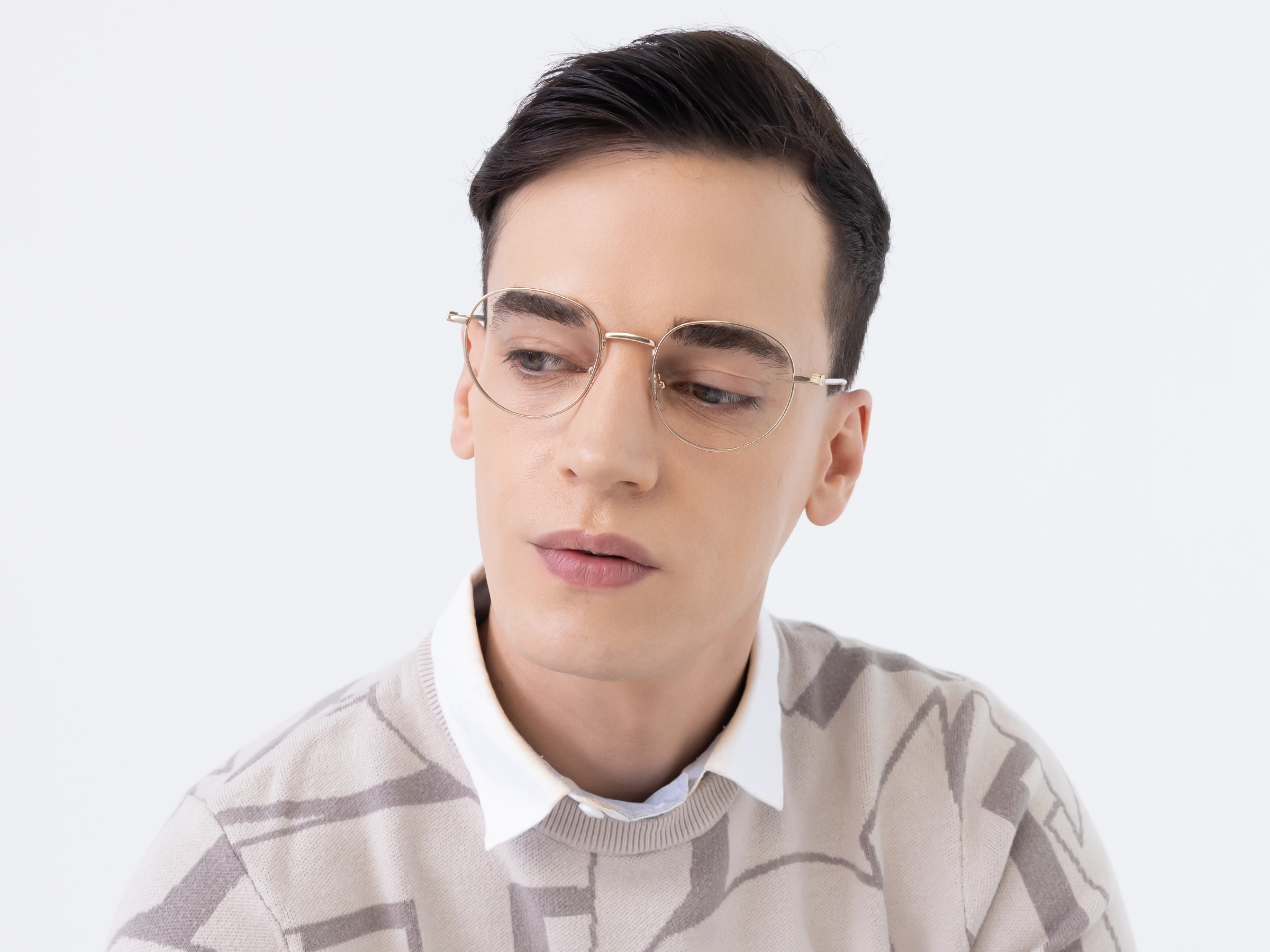 Metal Champagne Gold Oval Glasses-2