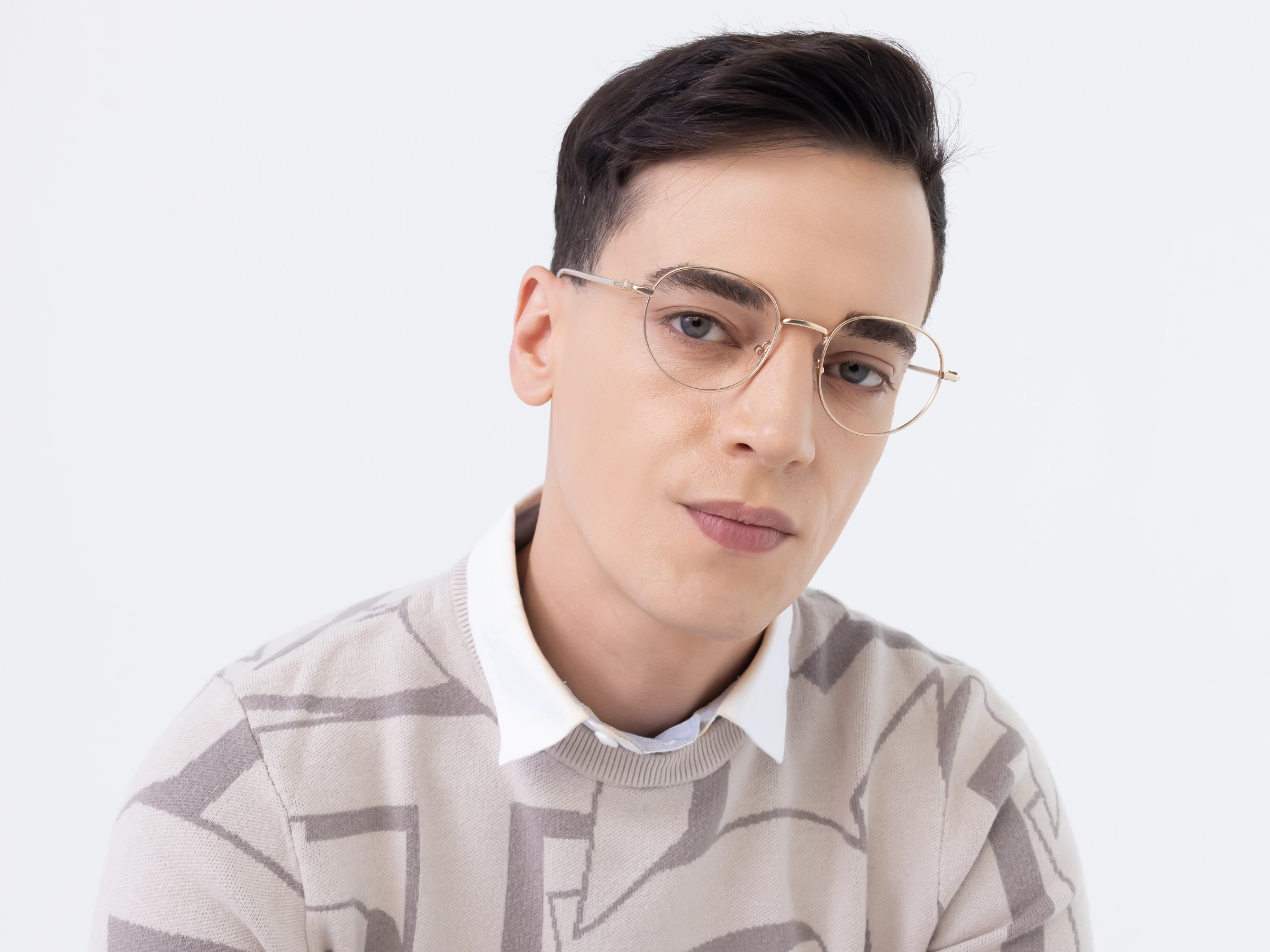 Metal Champagne Gold Oval Glasses-1