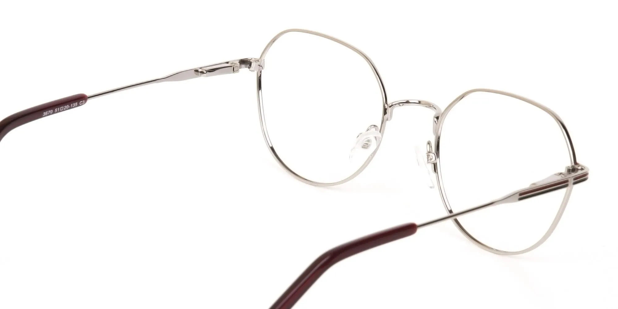 Red, Burgundy & Silver Square Metal Glasses-2