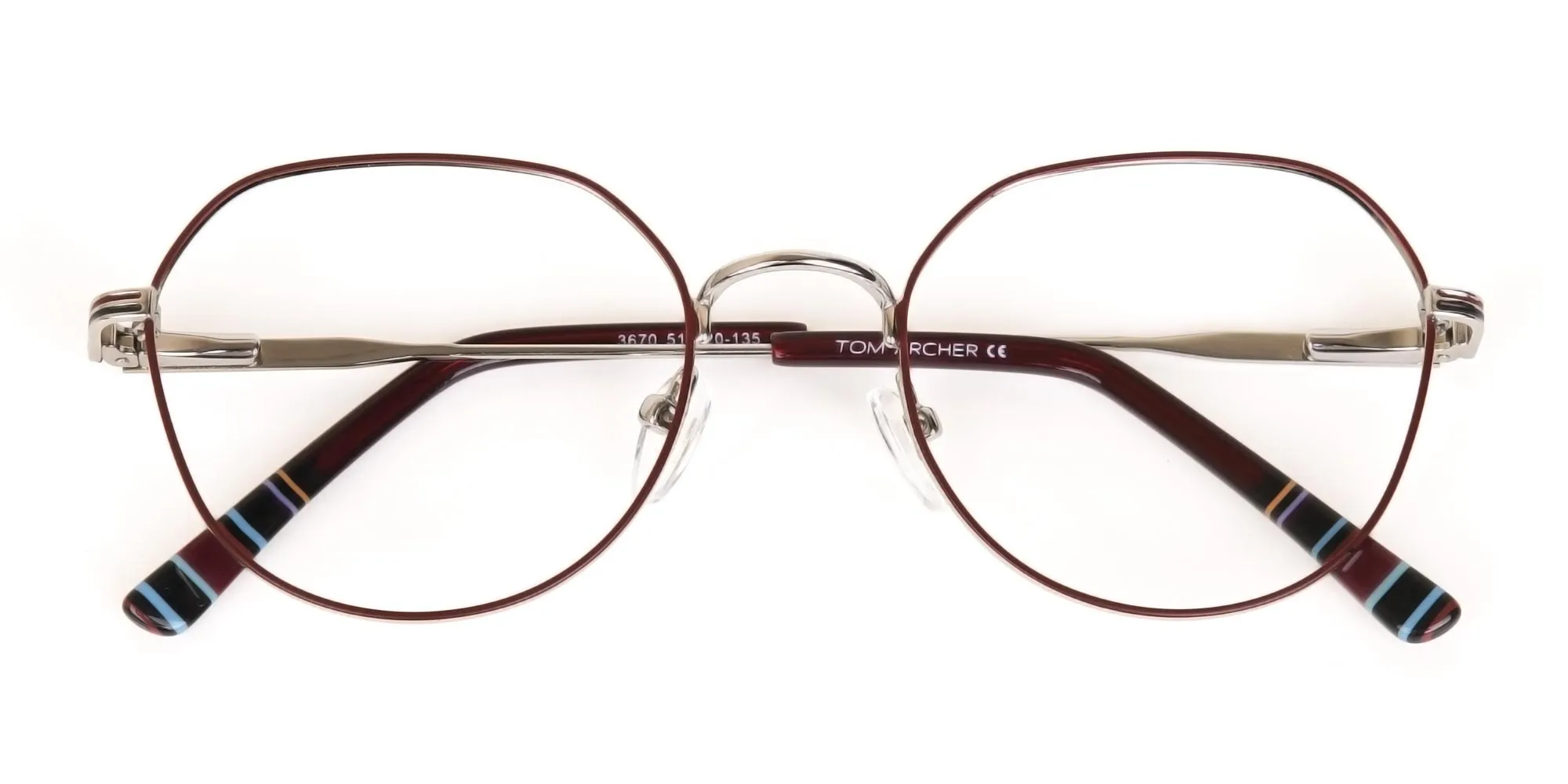 Red, Burgundy & Silver Square Metal Glasses-2