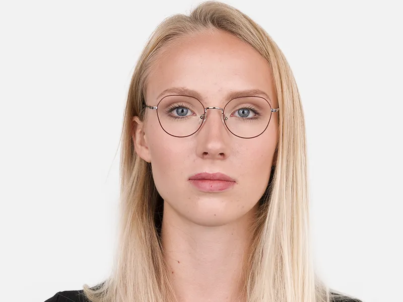 Red, Burgundy & Silver Square Metal Glasses-2