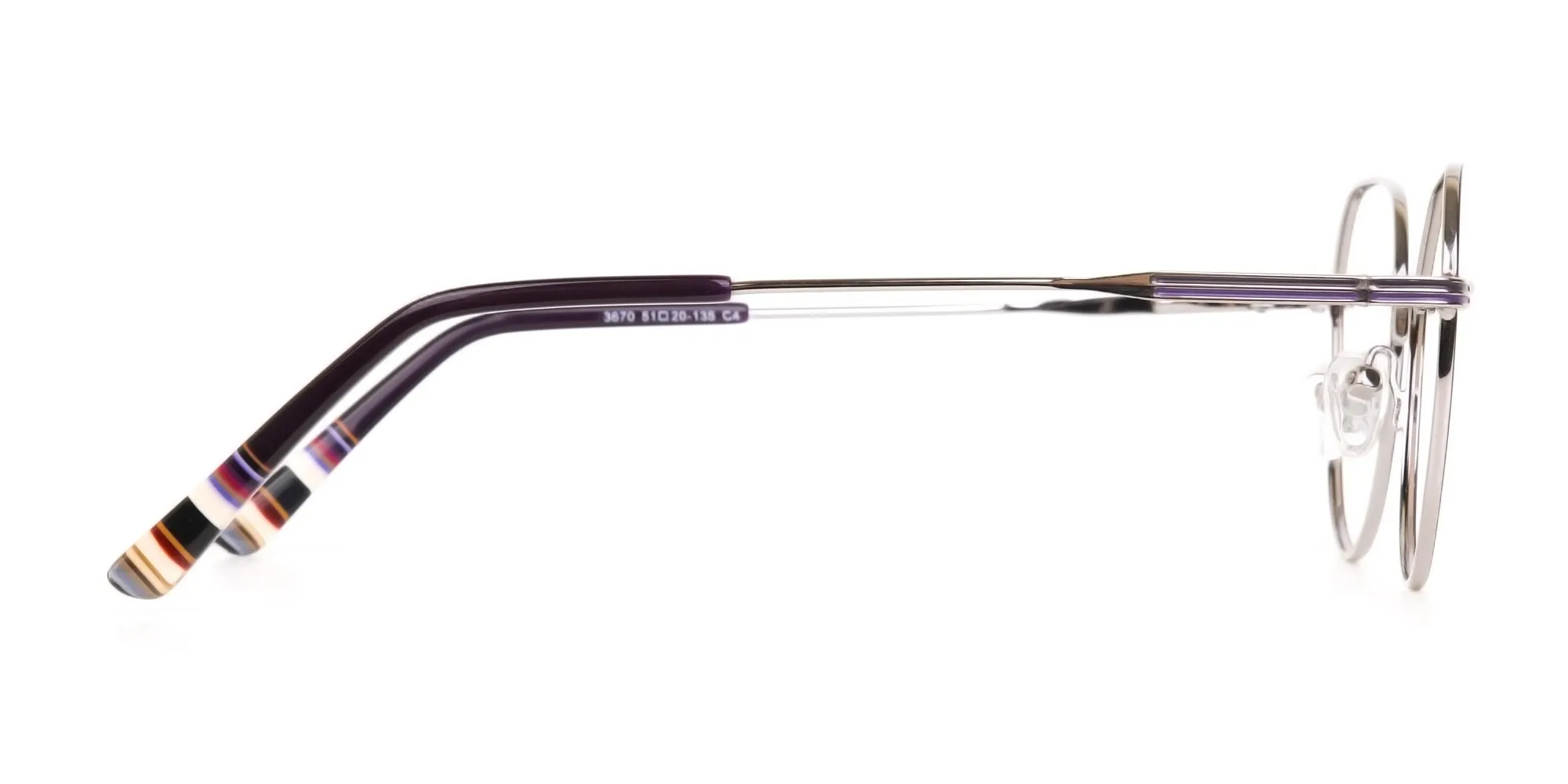 Raisin Purple & Silver Square Metal Glasses-2