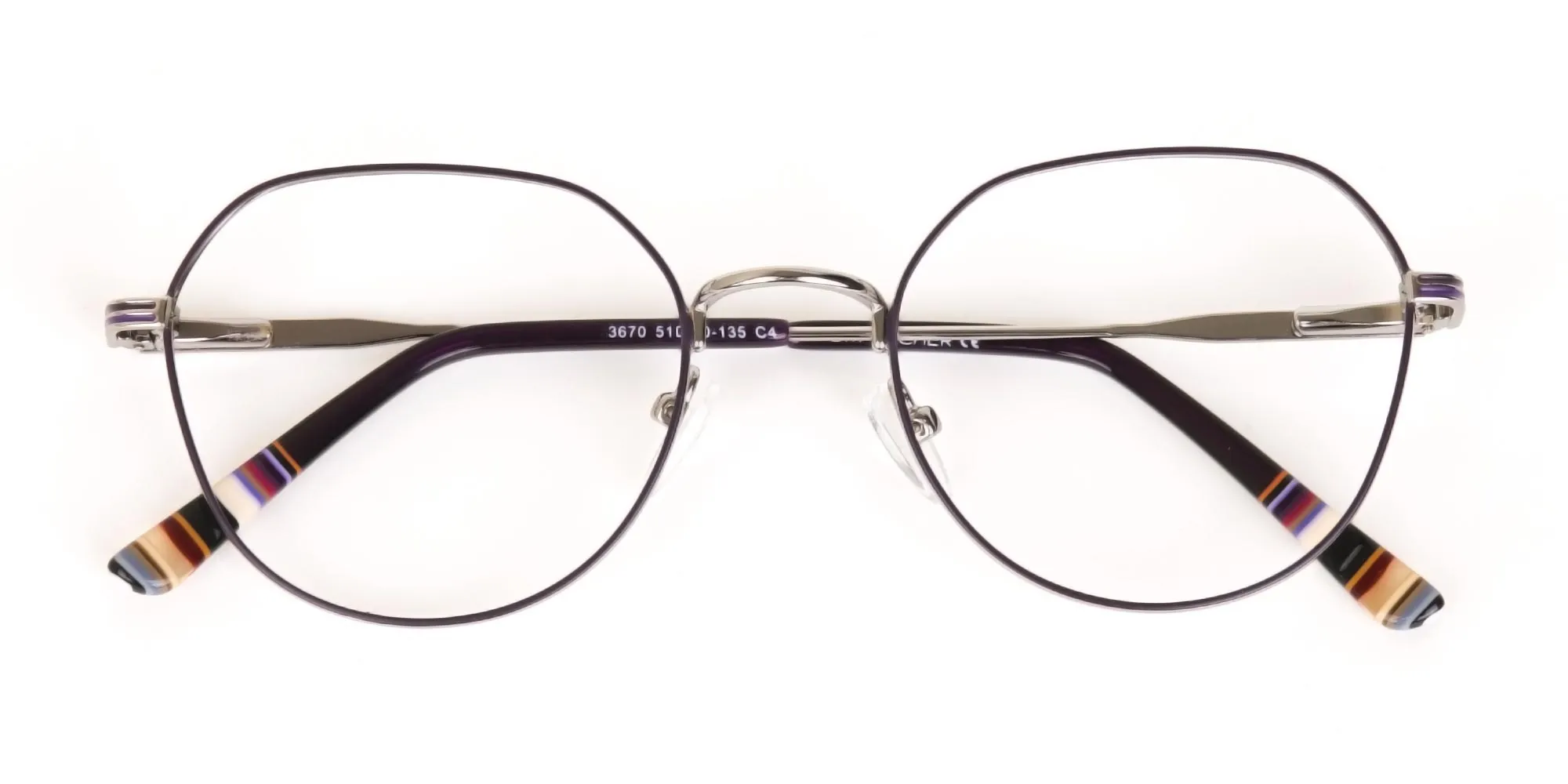 Raisin Purple & Silver Square Metal Glasses-2