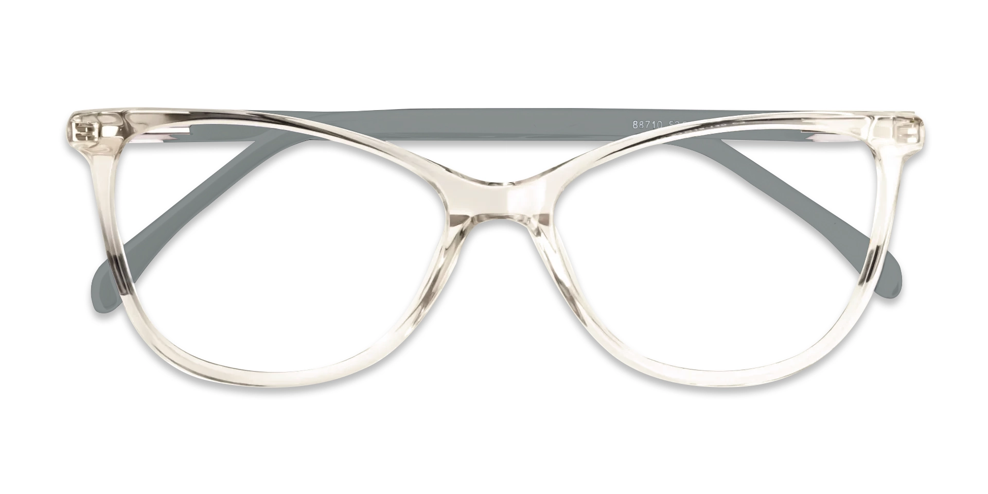 Crystal Grey cat-eye spectacles with grey temples and spring hinges – Tom Archer BELPH 10