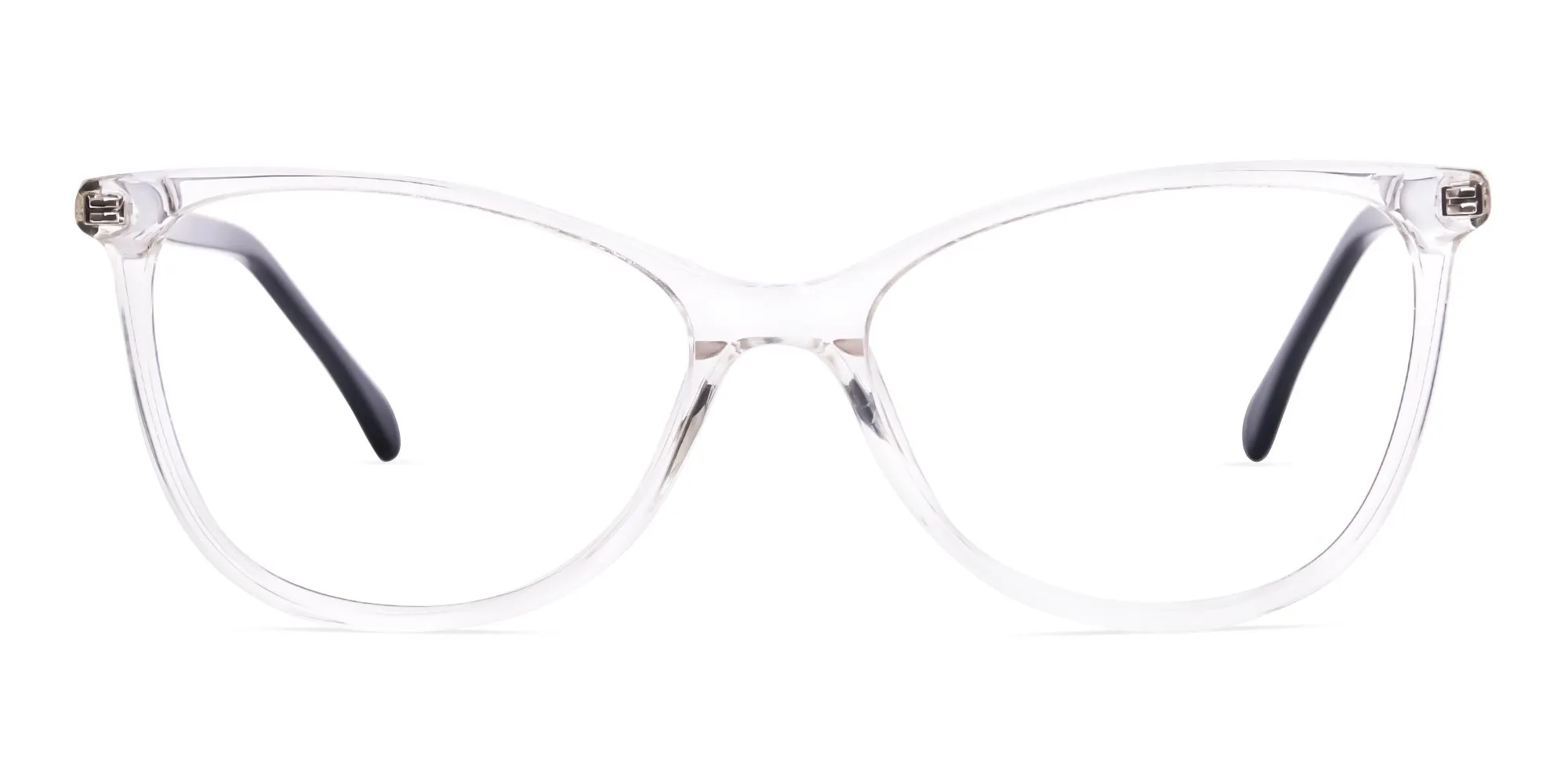 Crystal Clear cat-eye spectacles with black temples and spring hinges – Tom Archer BELPH 3
