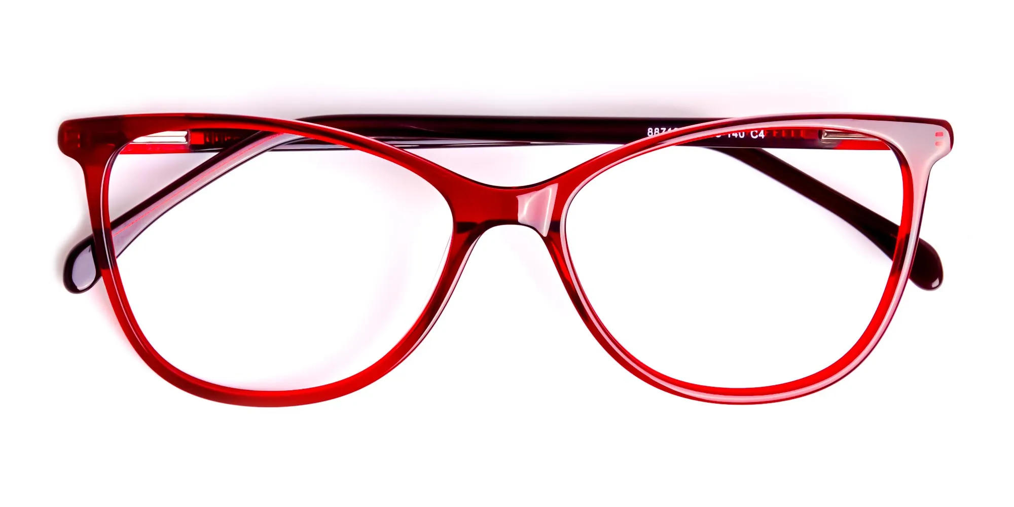 wine red translucent cat eye glasses -2
