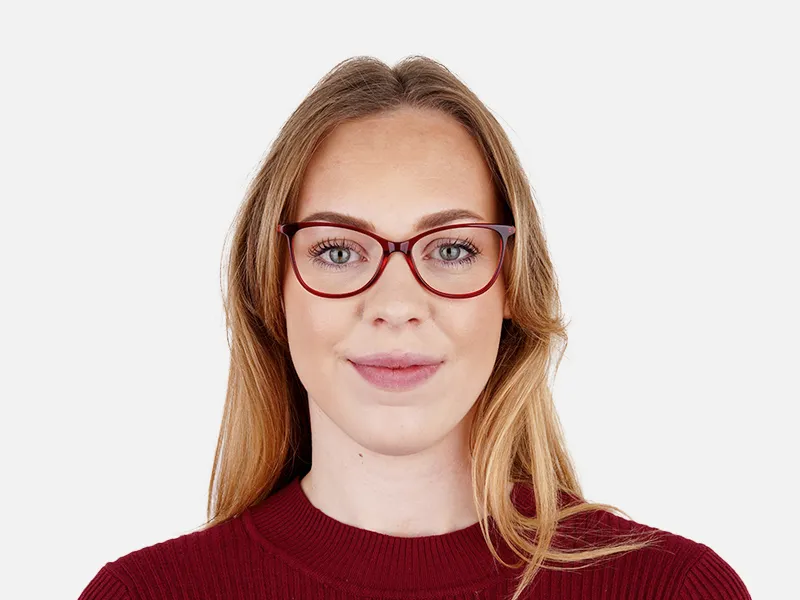 wine red translucent cat eye glasses -2