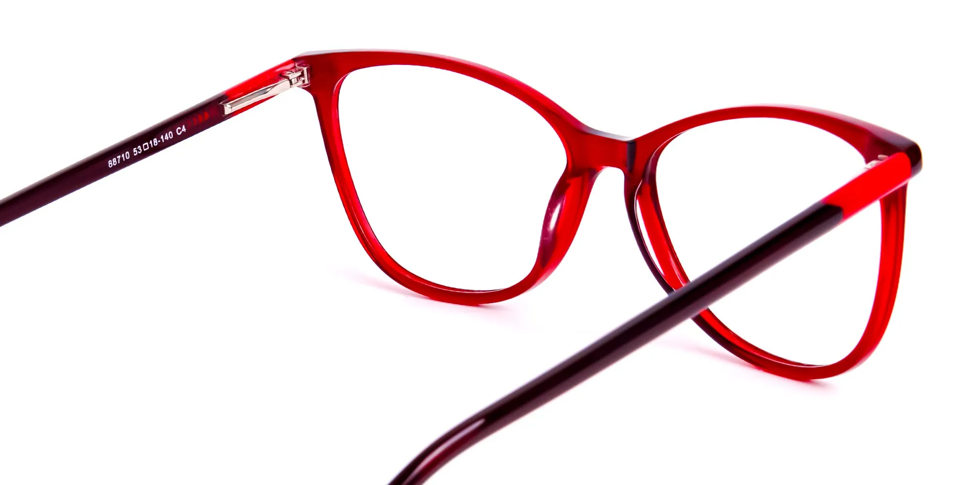 Crystal Wine Red cat-eye spectacles with wine red temples and spring hinges – Tom Archer BELPH 4