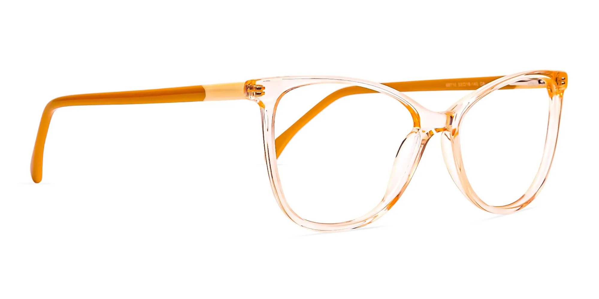 Crystal Coral Orange cat-eye spectacles with amber temples and spring hinges – Tom Archer BELPH 6