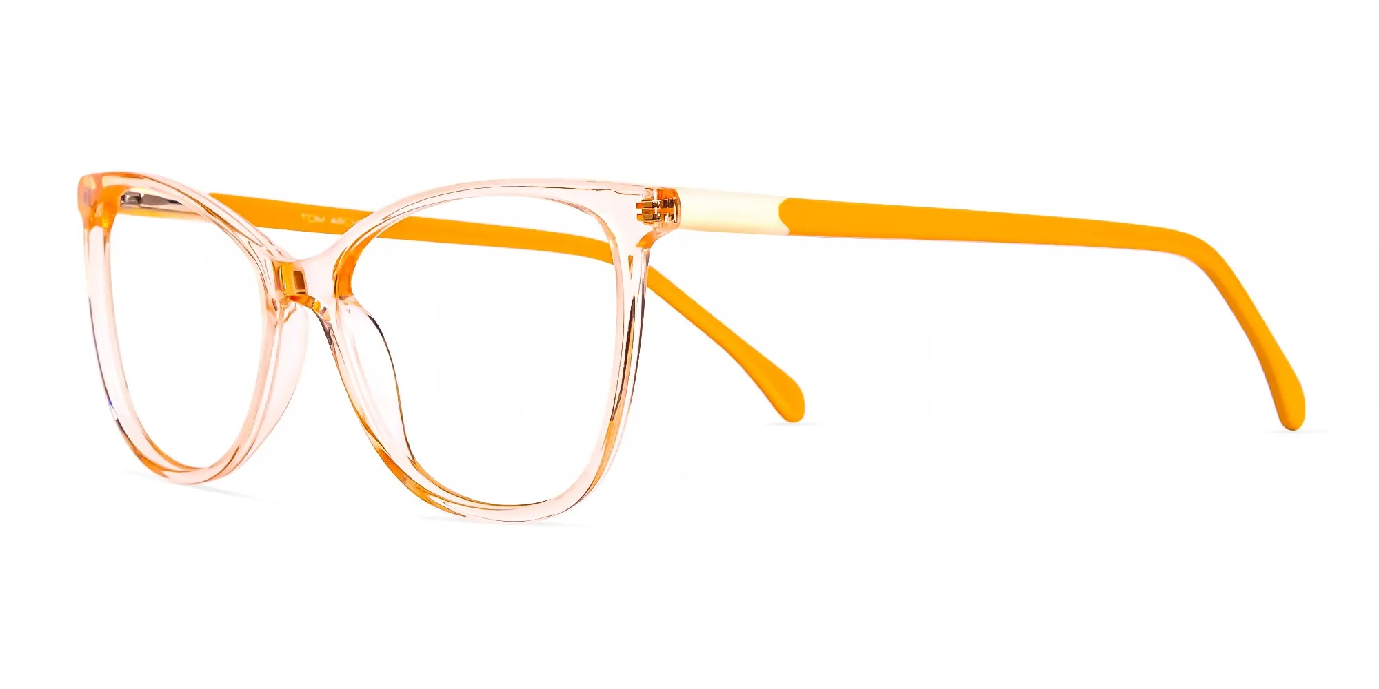 Crystal Clear or Transparent orange Colour Cat eye Glasses Frames-2