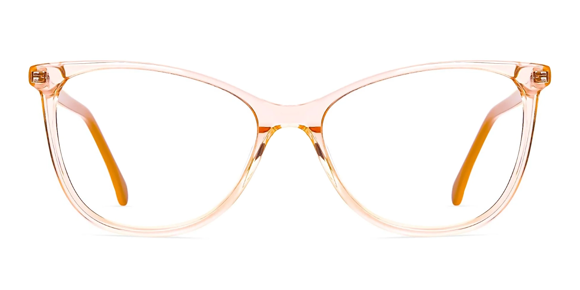 Crystal Clear or Transparent orange Colour Cat eye Glasses Frames-2