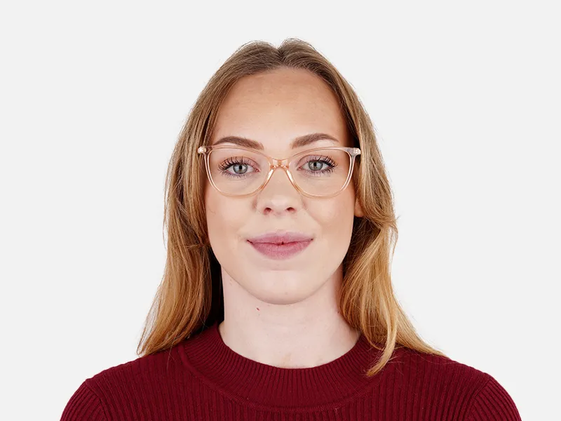 Crystal Clear or Transparent orange Colour Cat eye Glasses Frames-2