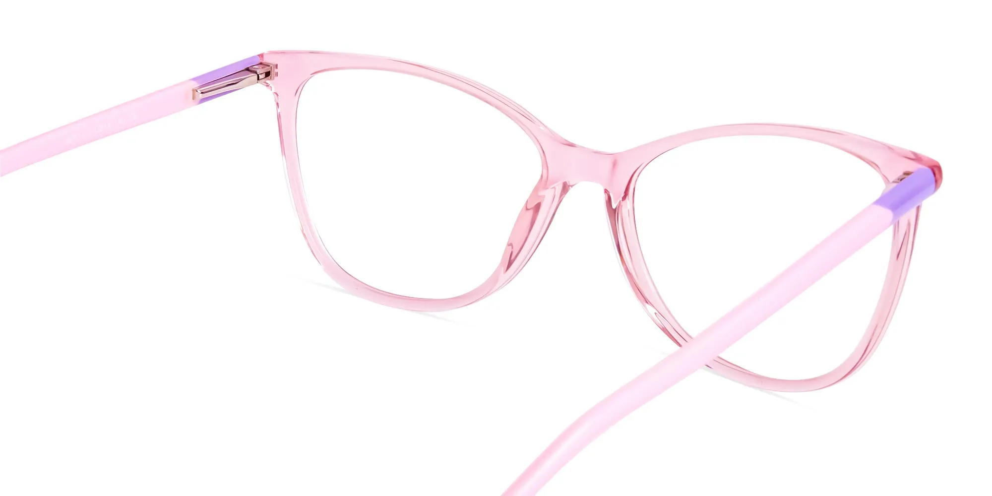 Crystal Clear or Transparent blossom and hot Pink Round Glasses Frames-2