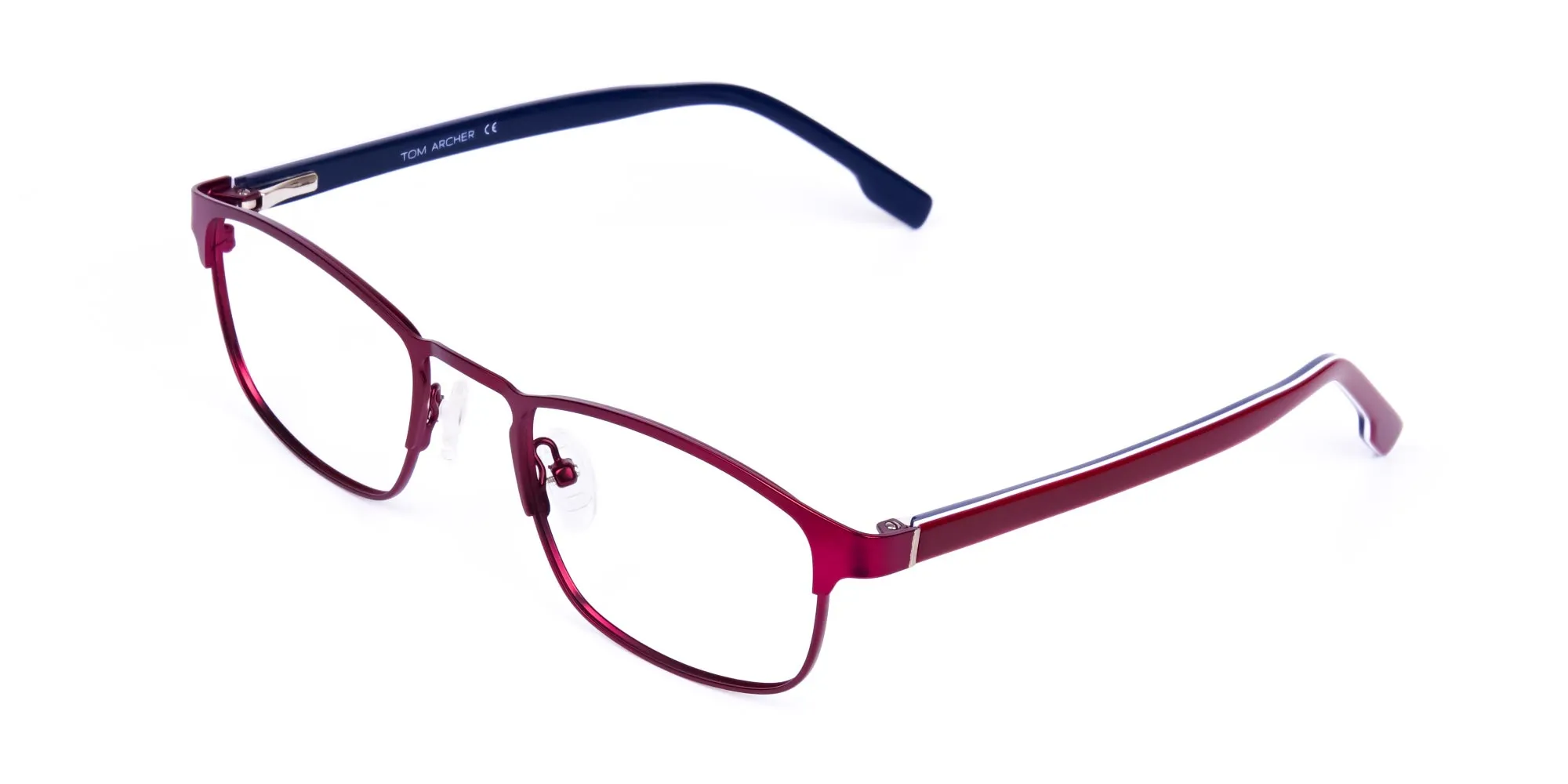 Metallic Red Rectangle Glasses Frames-2