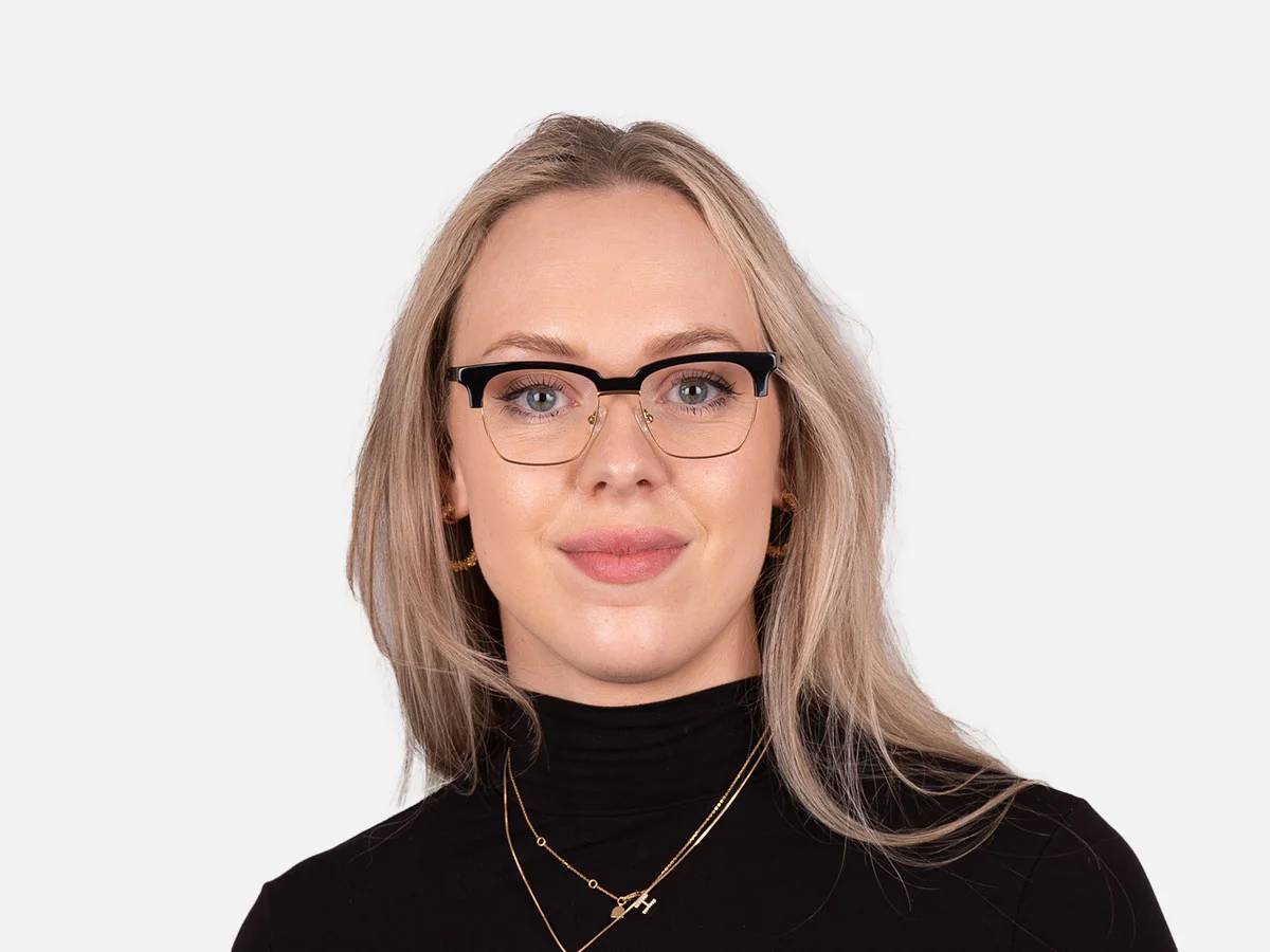Polished Gold & Black Browline Glasses-7