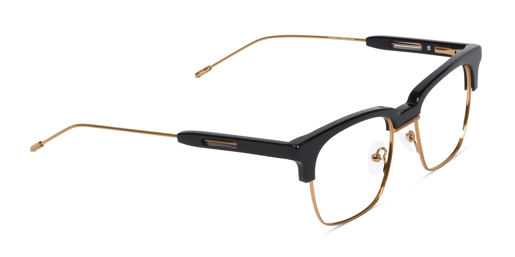 Polished Gold & Black Browline Glasses-2
