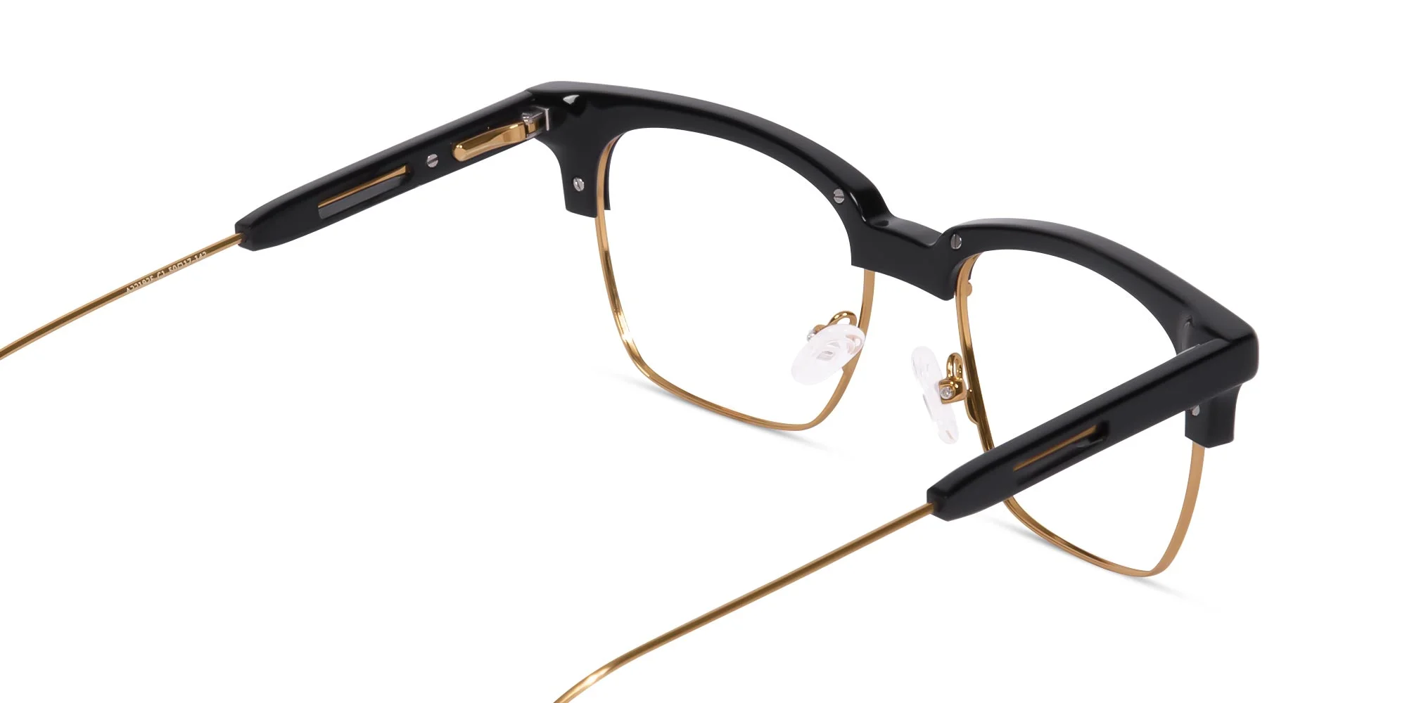 Polished Gold & Black Browline Glasses-5