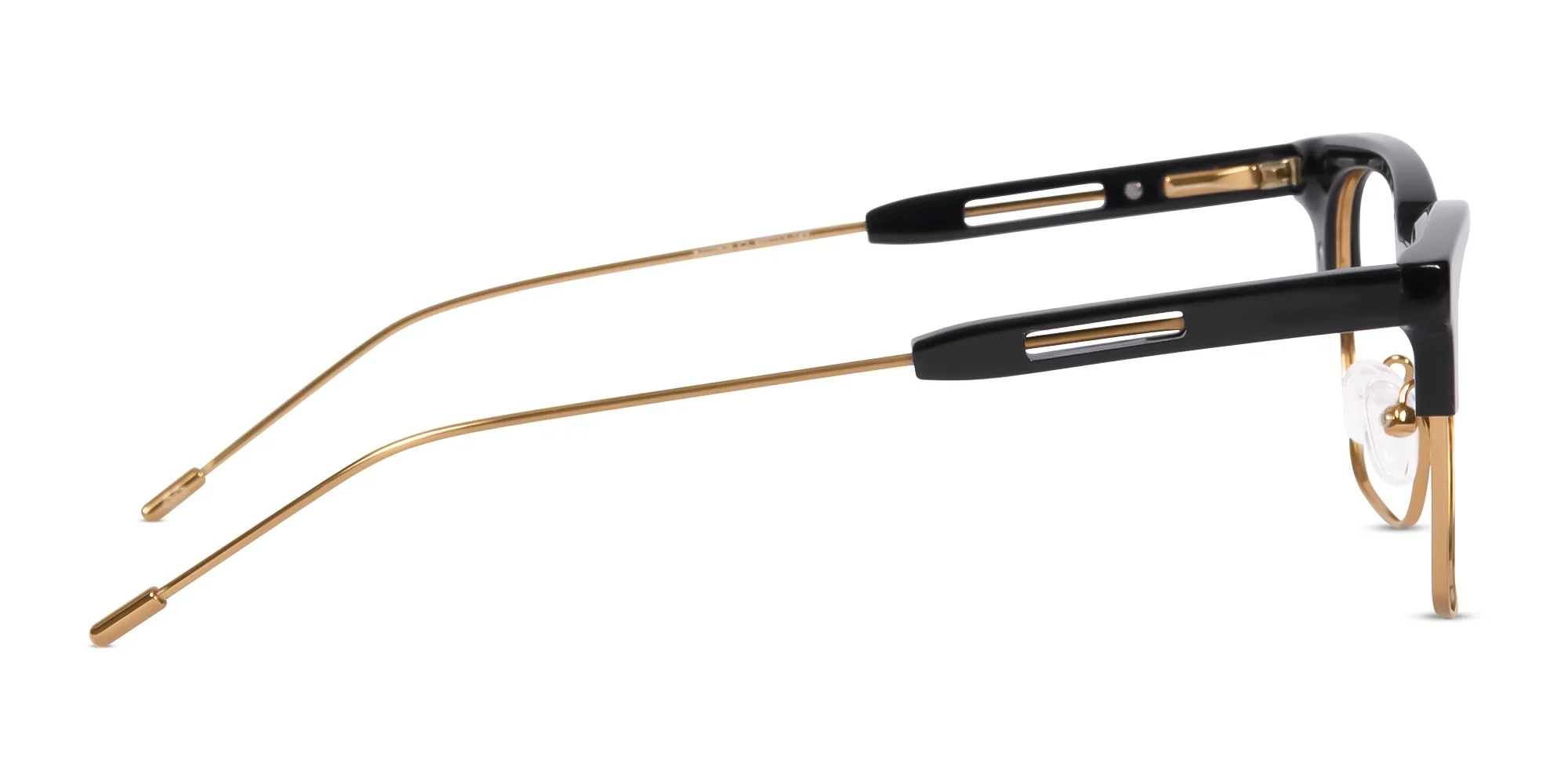 Polished Gold & Black Browline Glasses-4