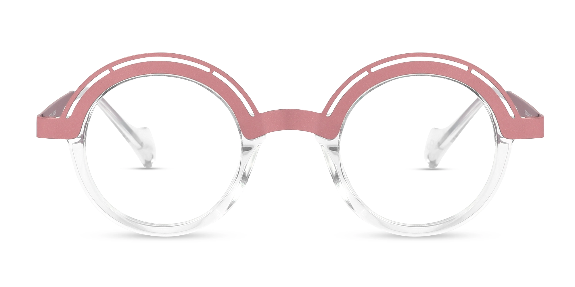 Crystal Clear Pink Round Eyeglasses 1
