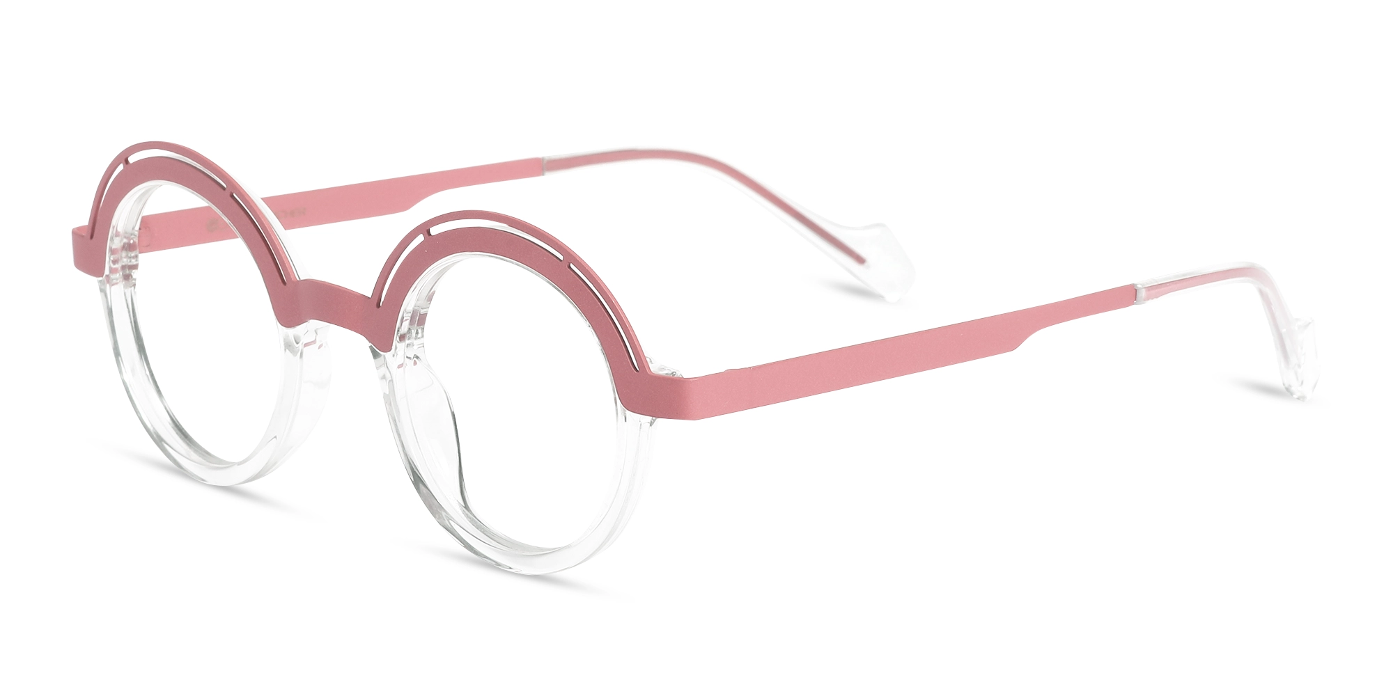 Crystal Clear Pink Round Eyeglasses 3