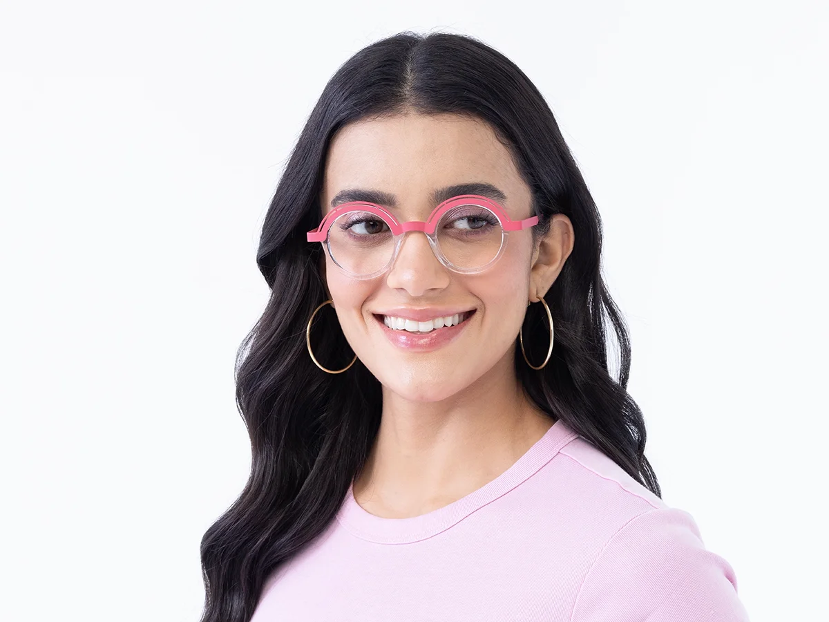 Crystal Clear Pink Round Eyeglasses 51