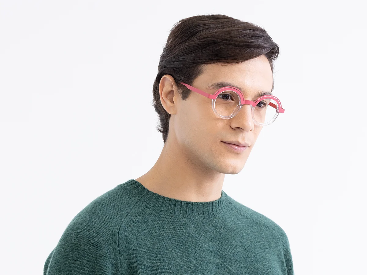 Crystal Clear Pink Round Eyeglasses 43