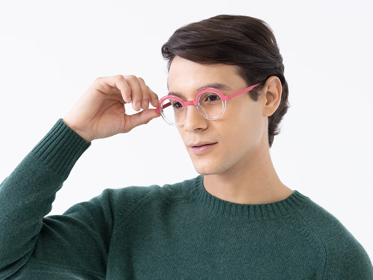 Crystal Clear Pink Round Eyeglasses 42