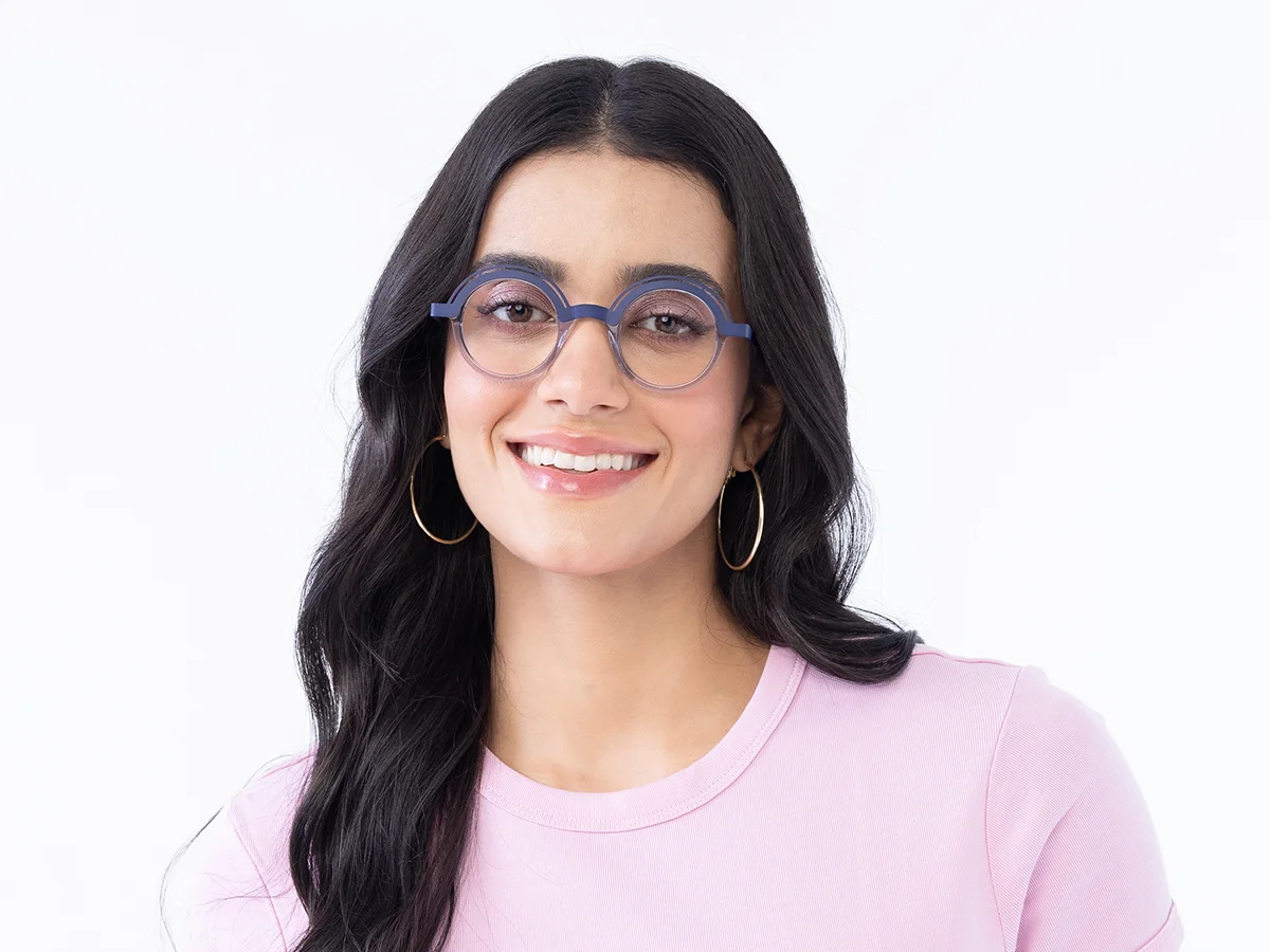 Crystal Clear Denim Blue Glasses 51