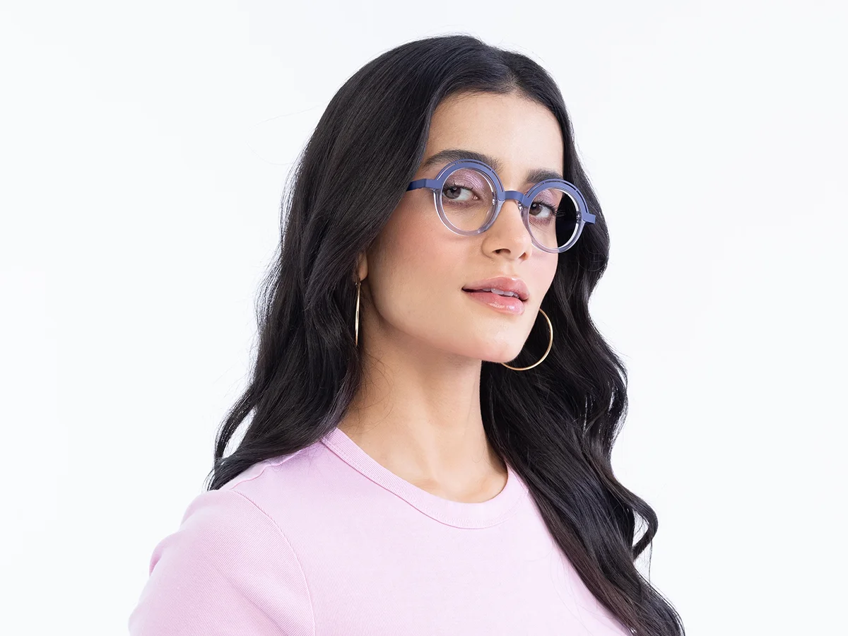 Crystal Clear Denim Blue Glasses 52