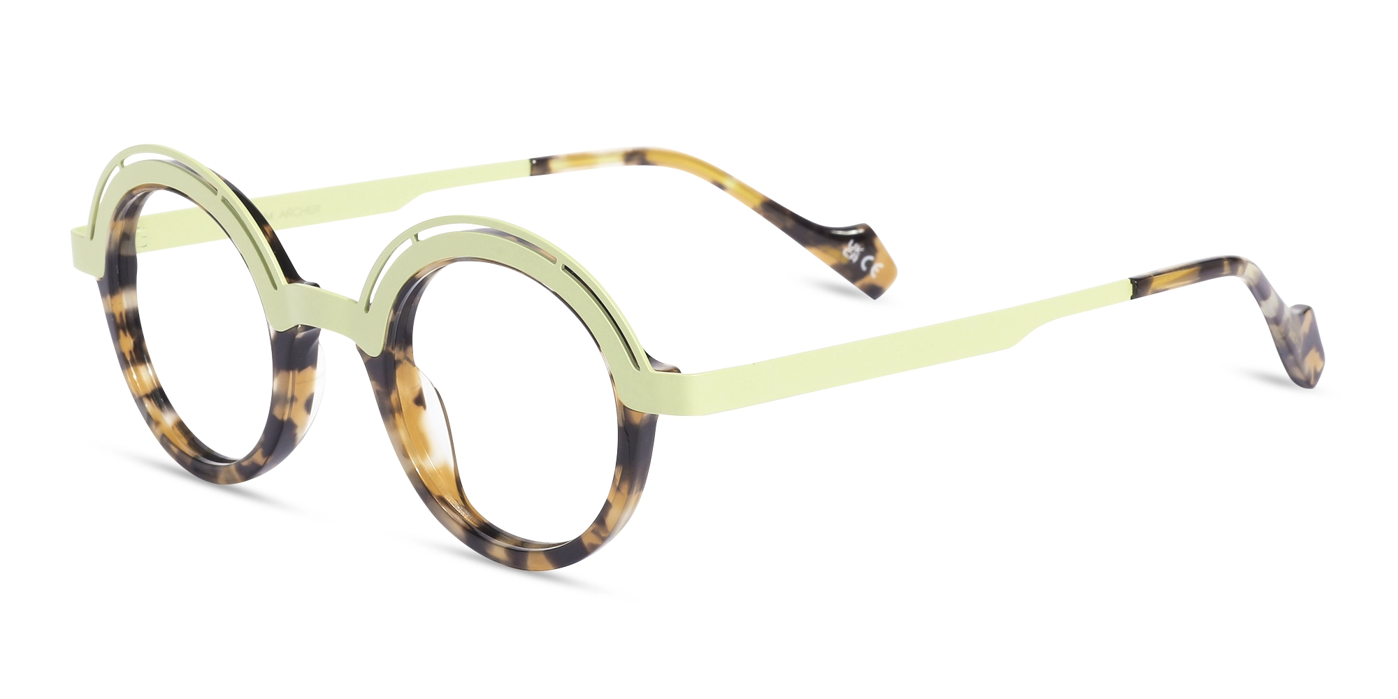 Pastel Green & Tortoise Round Glasses 3