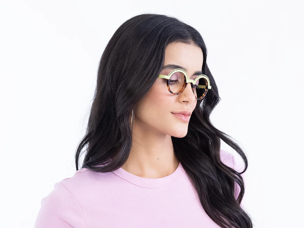 Pastel Green & Tortoise Round Glasses 52