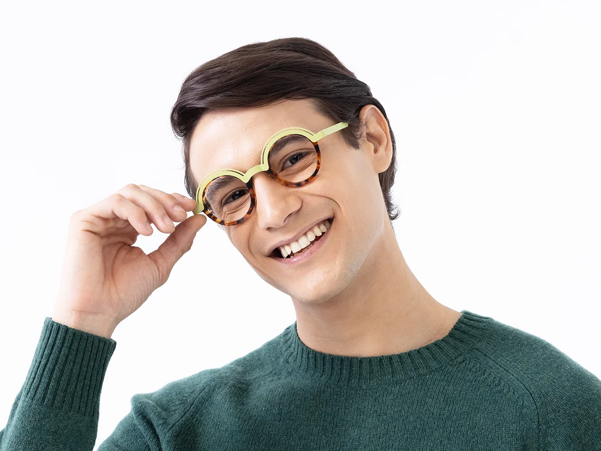 Pastel Green & Tortoise Round Glasses 42