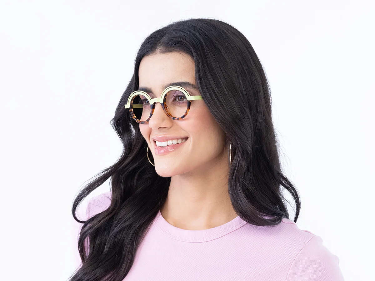 Pastel Green & Tortoise Round Glasses. 53