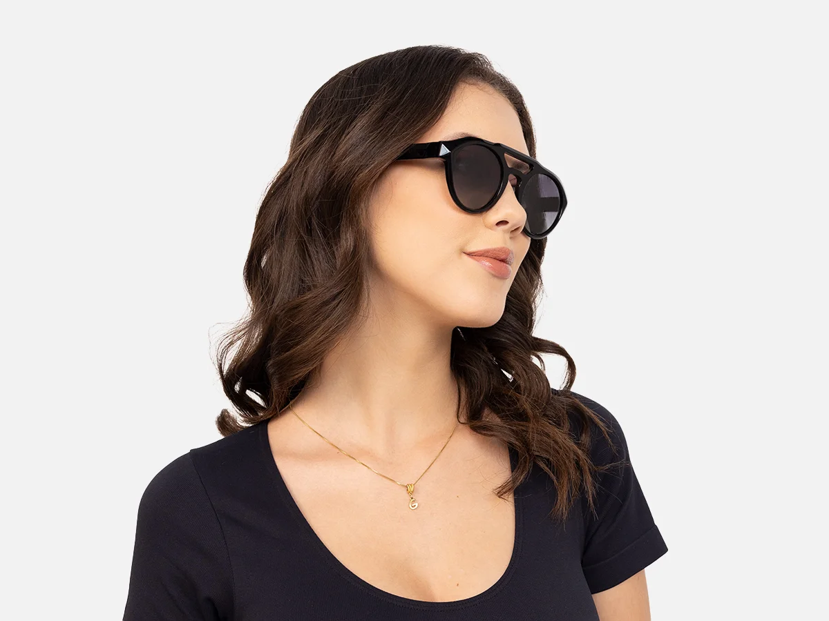Black Frame Pilot Sunglasses-53