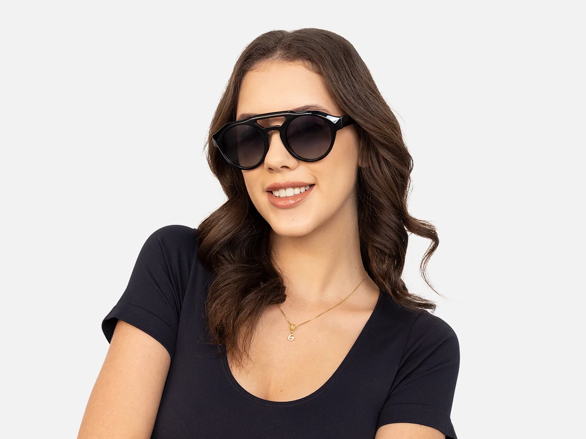 Black Frame Pilot Sunglasses-51