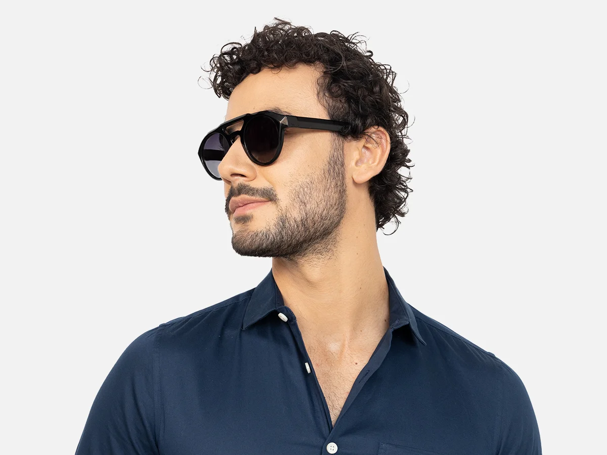Black Frame Pilot Sunglasses-42