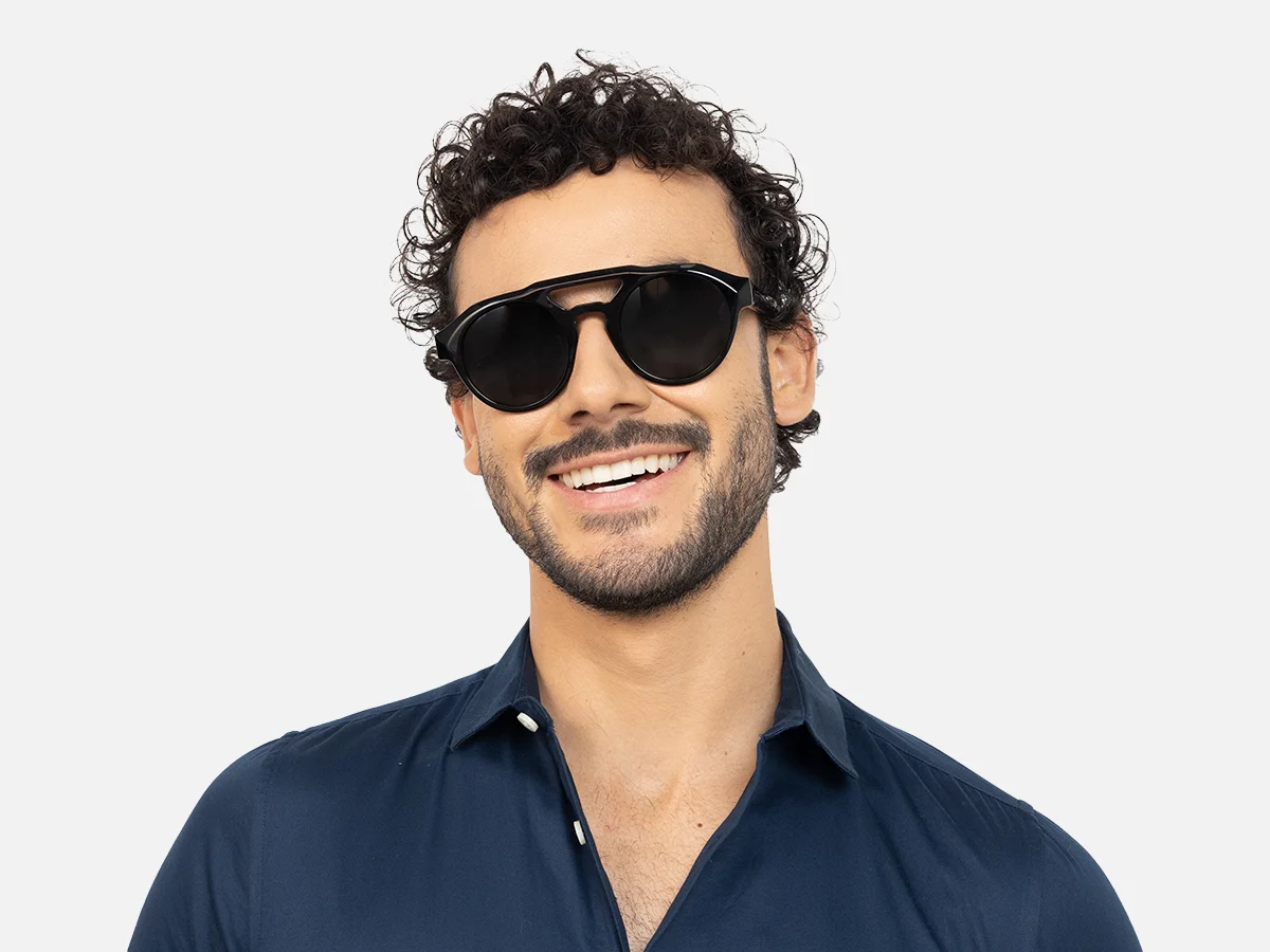 Black Frame Pilot Sunglasses-41