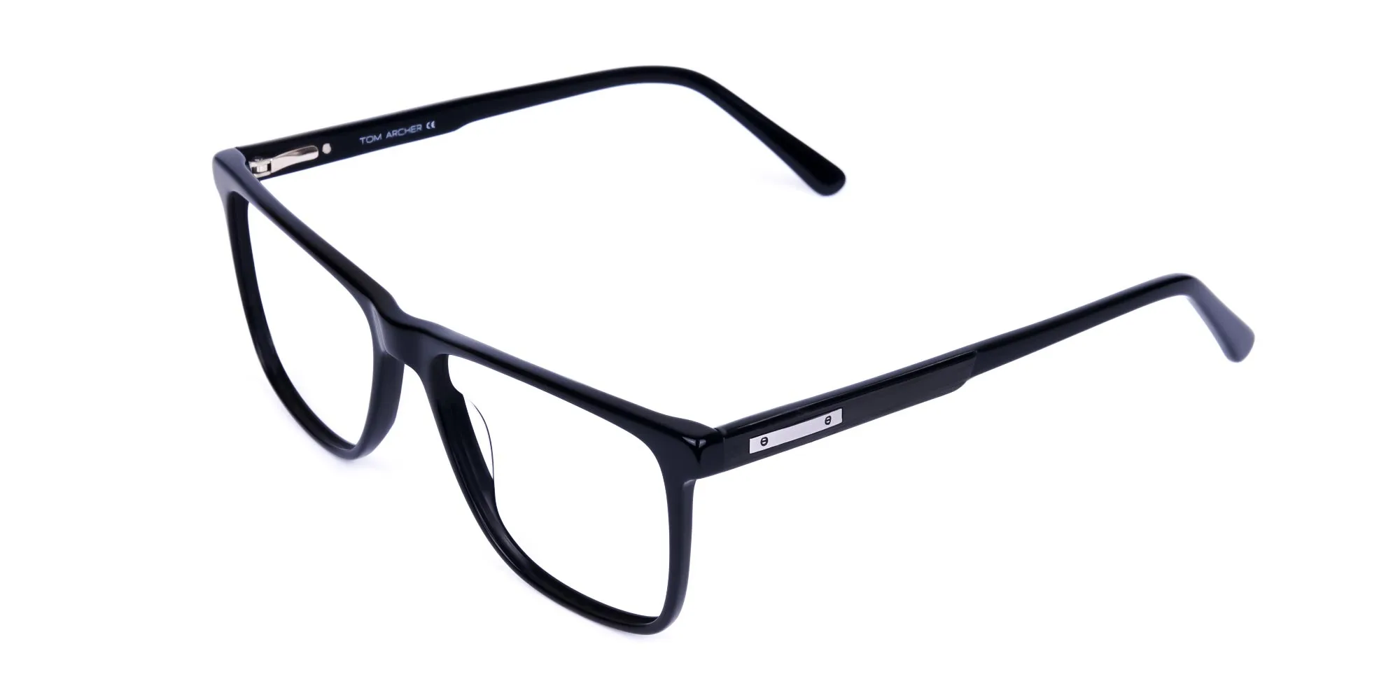 Black rectangle spectacles with black temples and spring hinges – Tom Archer BLACKLEY 1