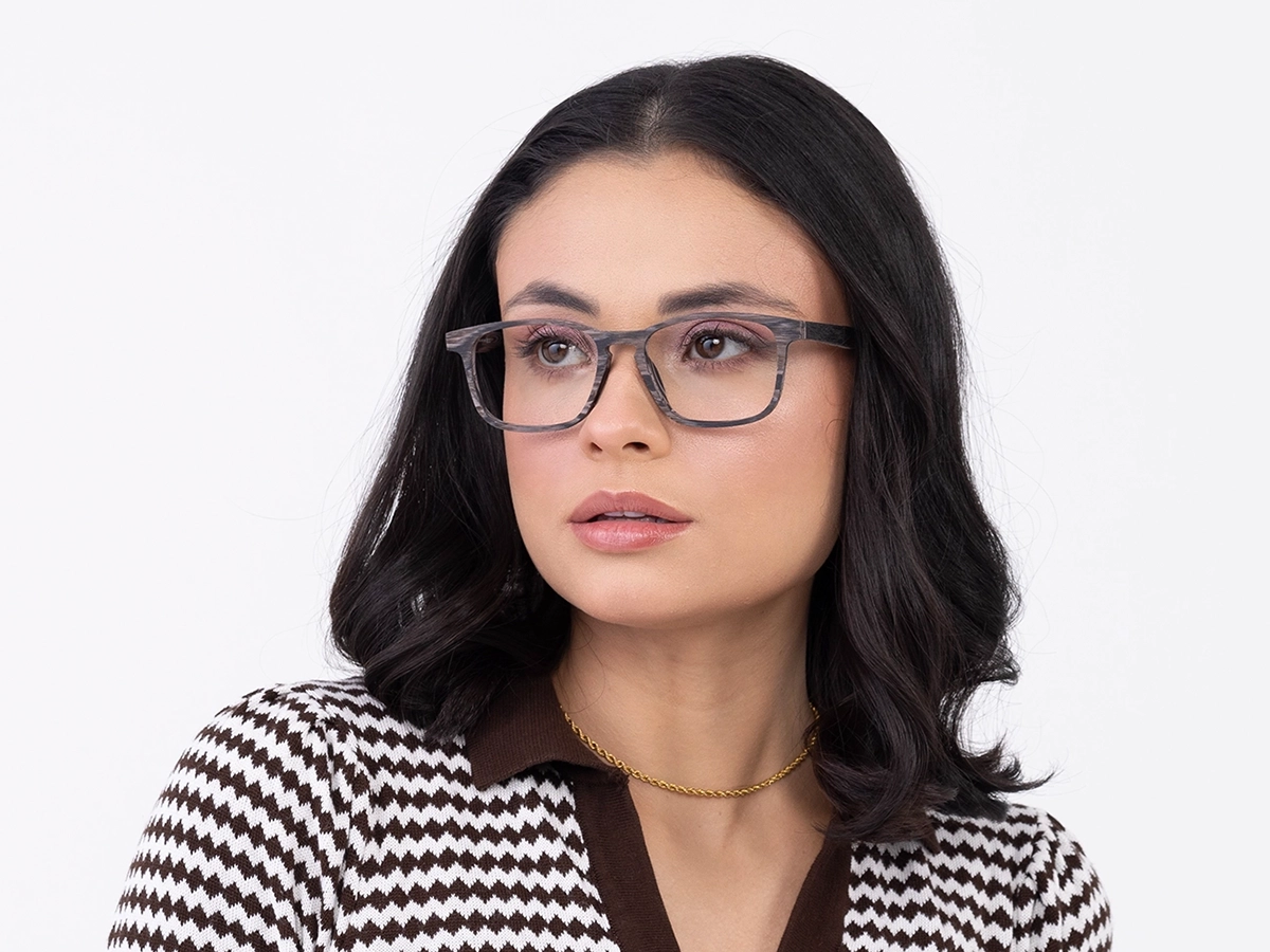 Slate Grey Pine Wooden Frame Eyeglasses 53