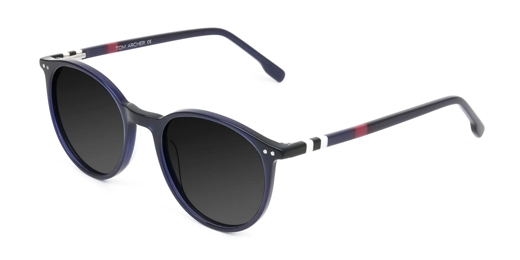 dark-grey-tinted-navy-blue-round-sunglasses - 2