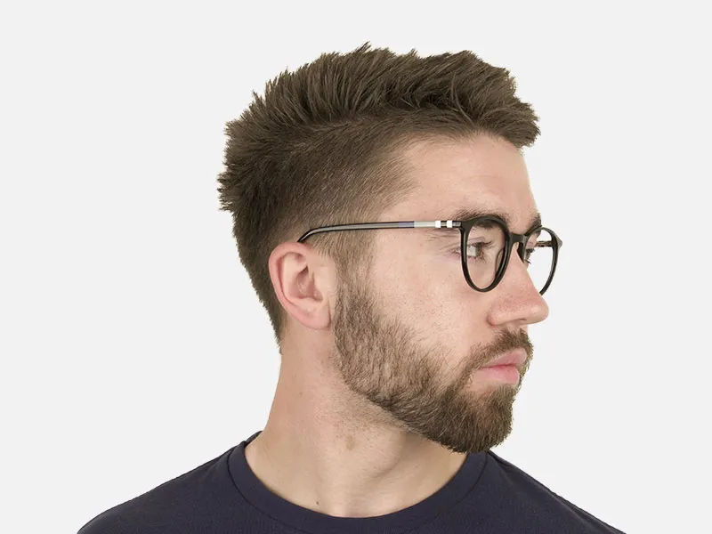 Designer Black Acetate Eyeglasses in Round Men Women - 2