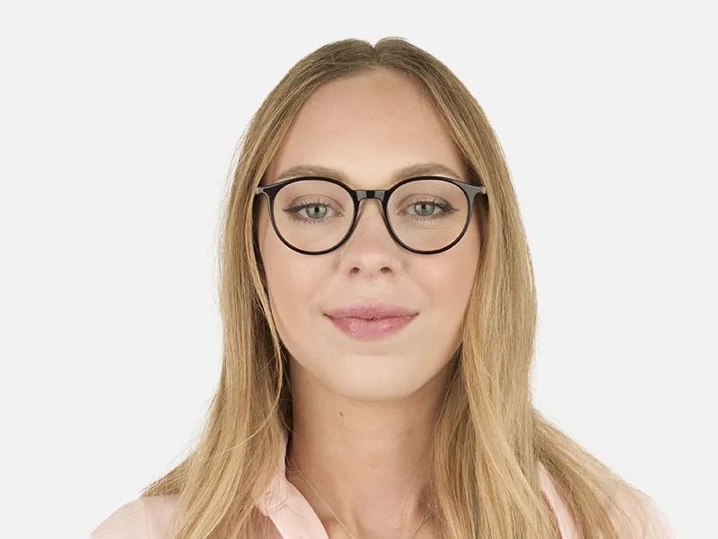 Designer Black Acetate Eyeglasses in Round Men Women - 2