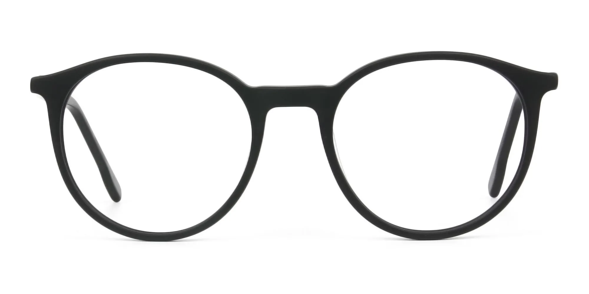 Designer Matte Black Acetate Eyeglasses in Round - 2 Designer Matte Black Acetate Eyeglasses in Round - 2
