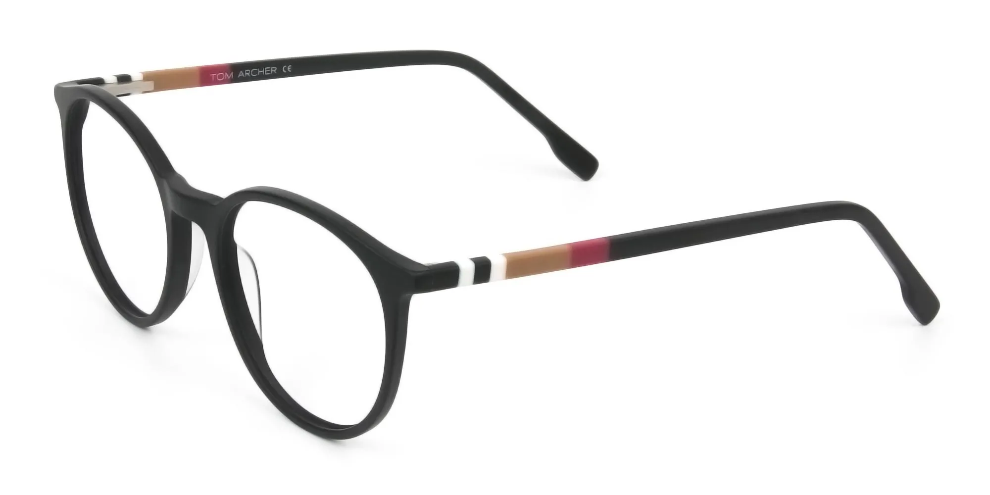 Designer Matte Black Acetate Eyeglasses in Round - 2